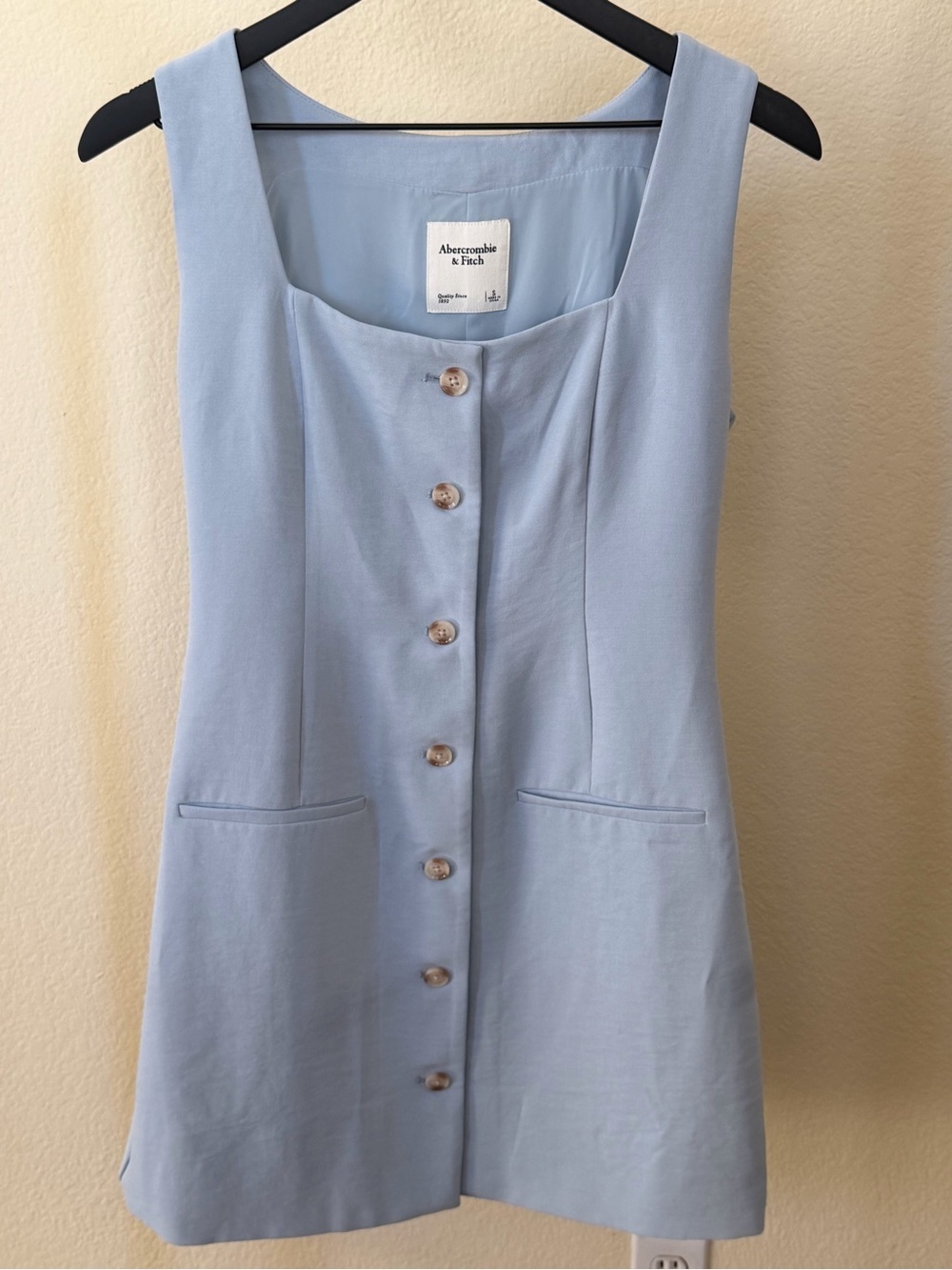 Abercrombie & Fitch Powder Blue Button-Front Mini Dress